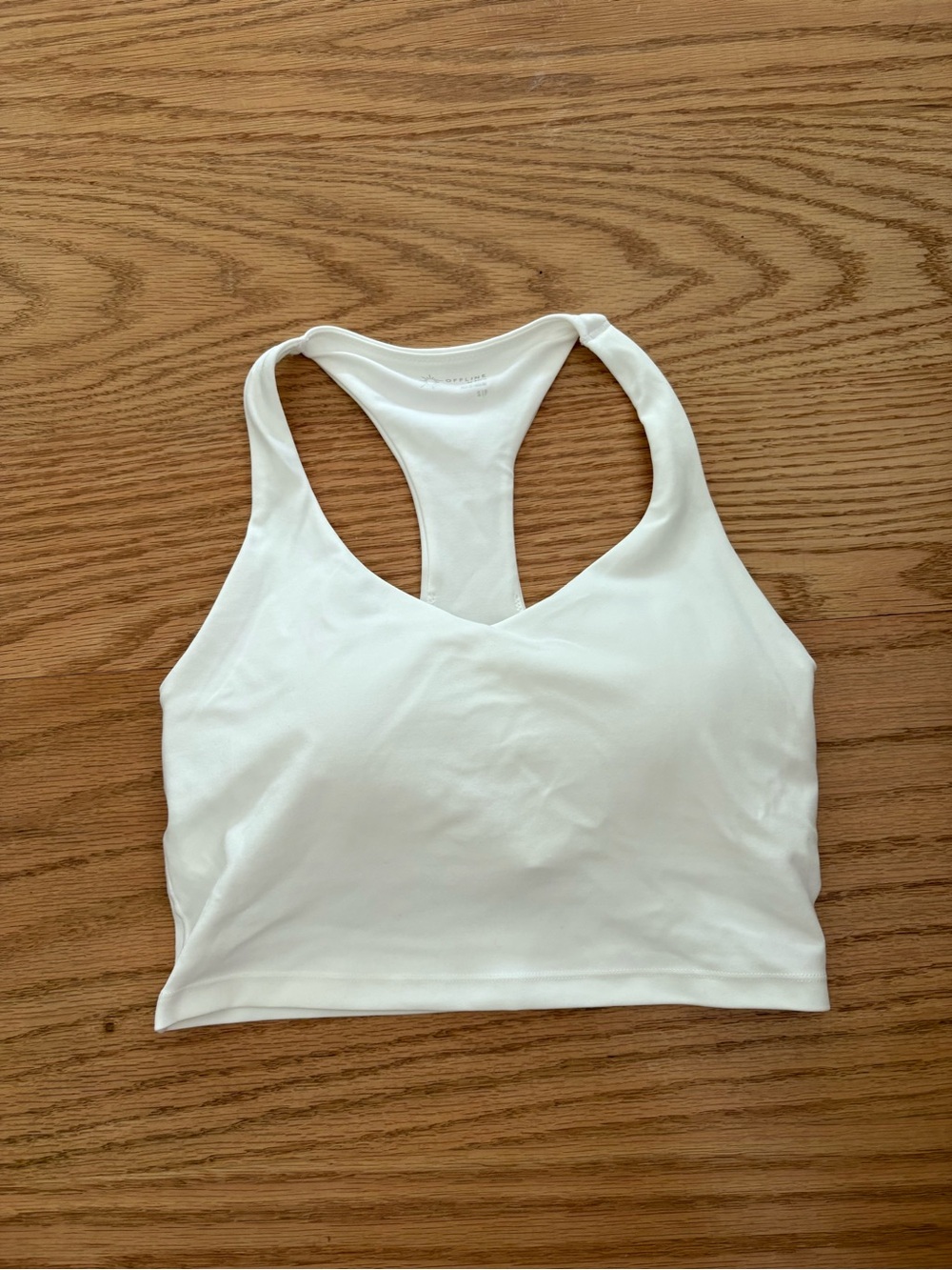 aerie White Racerback Tank Crop Top